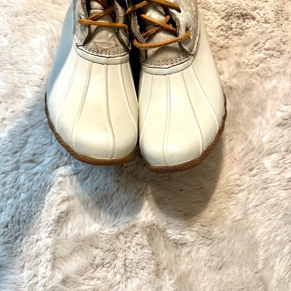 Sperry Saltwater Crunch Duck Rain Boots Gold / Ivory sts99726 Women's US 9.5 - Picture 3 of 13